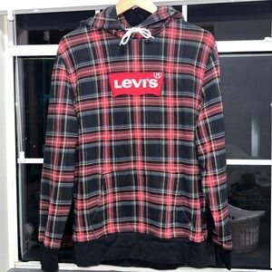 LEVI’S Tartan Plaid Hoodie Size Large